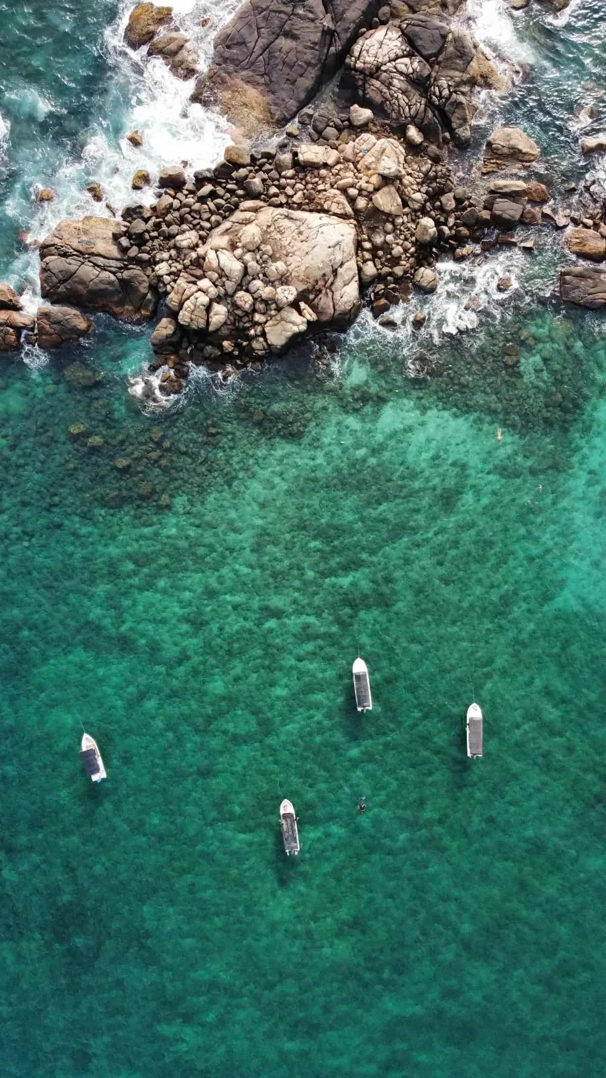 Turquoise sea off Sri Lanka from the air
