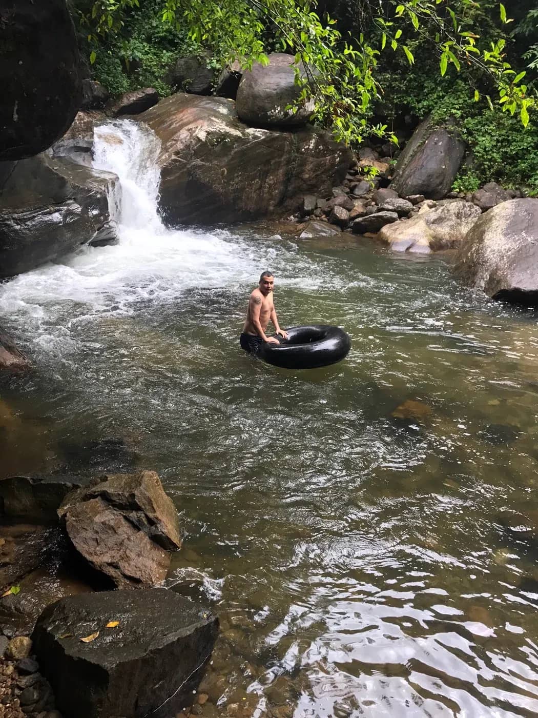 Cooling off in the river at Kitulgala